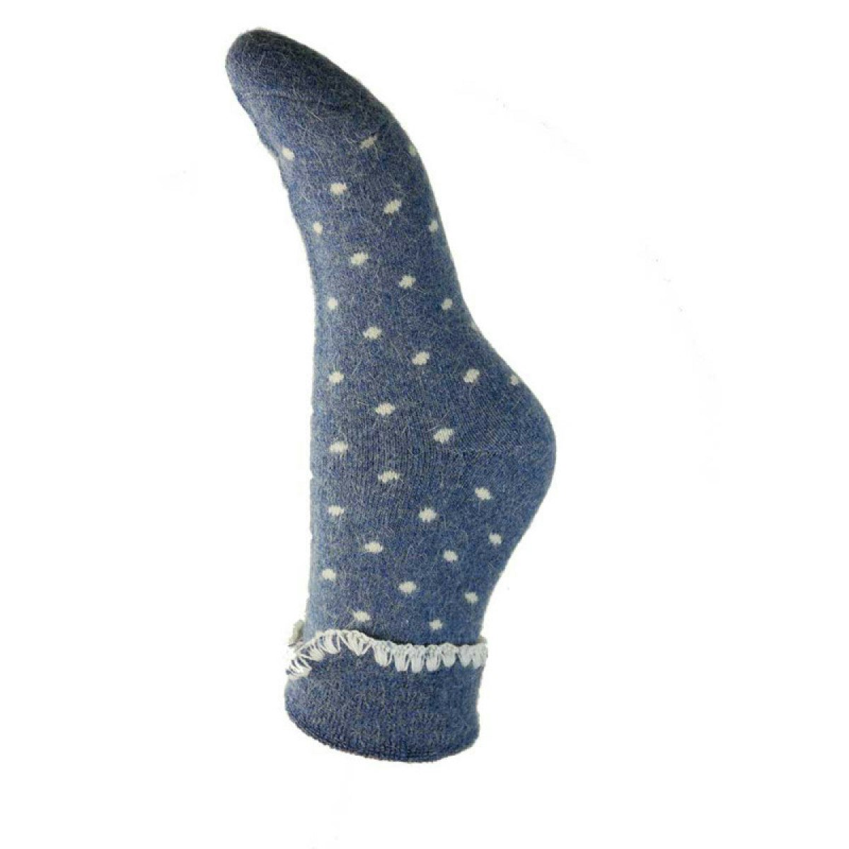 Blue With Cream Dots Cuff Socks by Joya