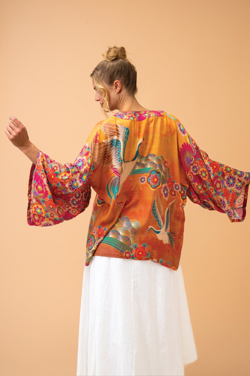 Golden Cranes Kimono Jacket by Powder Design