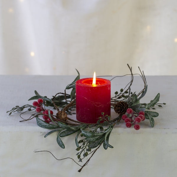 Iced Red Berry Candle Ring by Distinctly Living