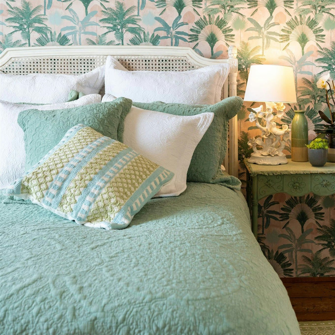 Stonewash Cotton Sage Green Bedspread by