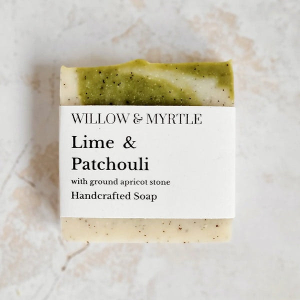 Lime & Patchouli Exfoliating Soap Bar With Ground Apricot Stone by Willow & Myrtle
