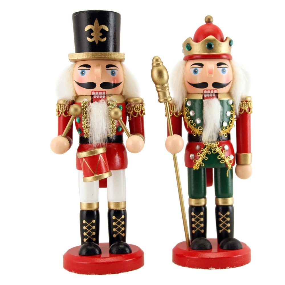 Set of 2 Wood Decorative Nutcracker Ornament by Gisela Graham