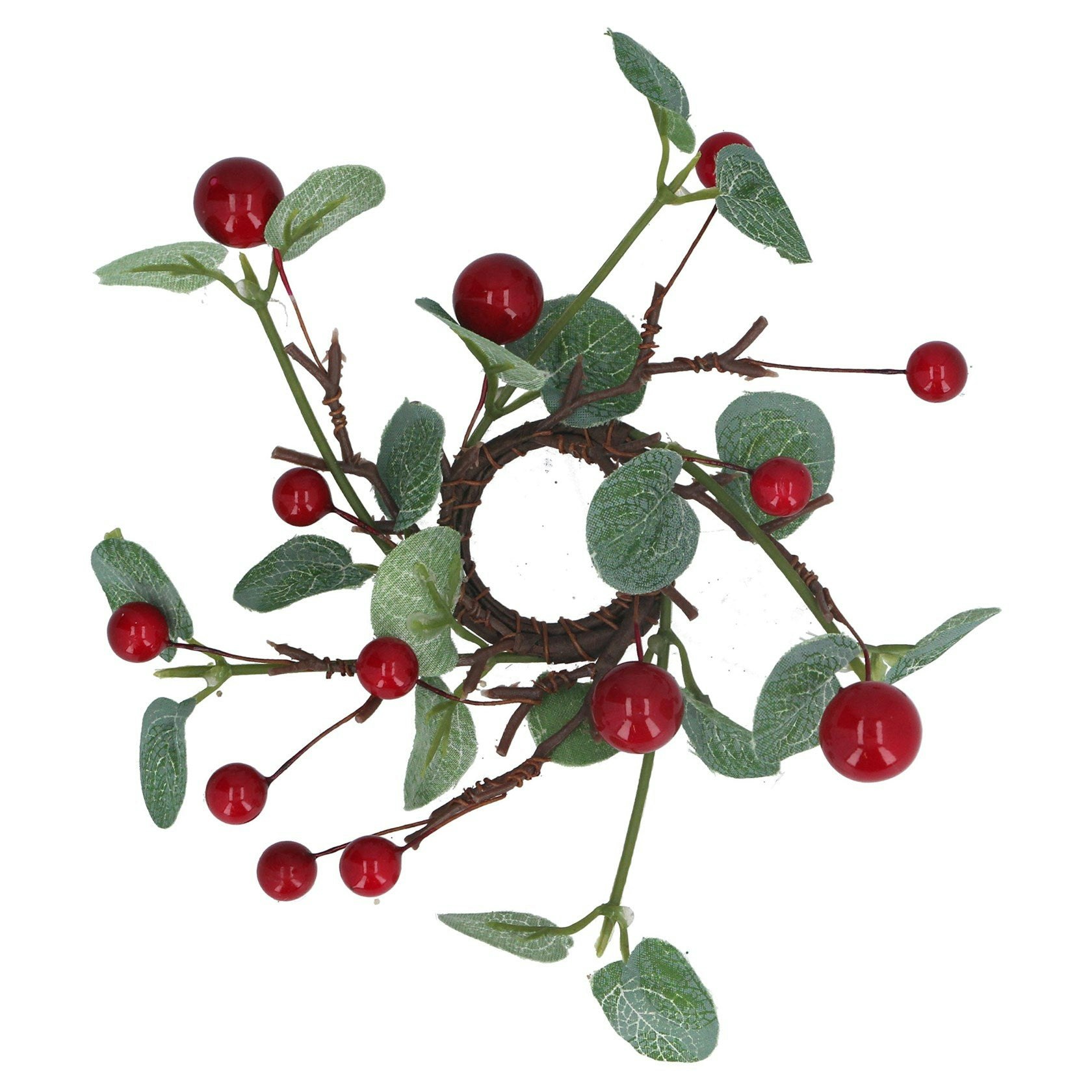 Small Red Berry Eucalyptus Candle Ring by Gisela Graham