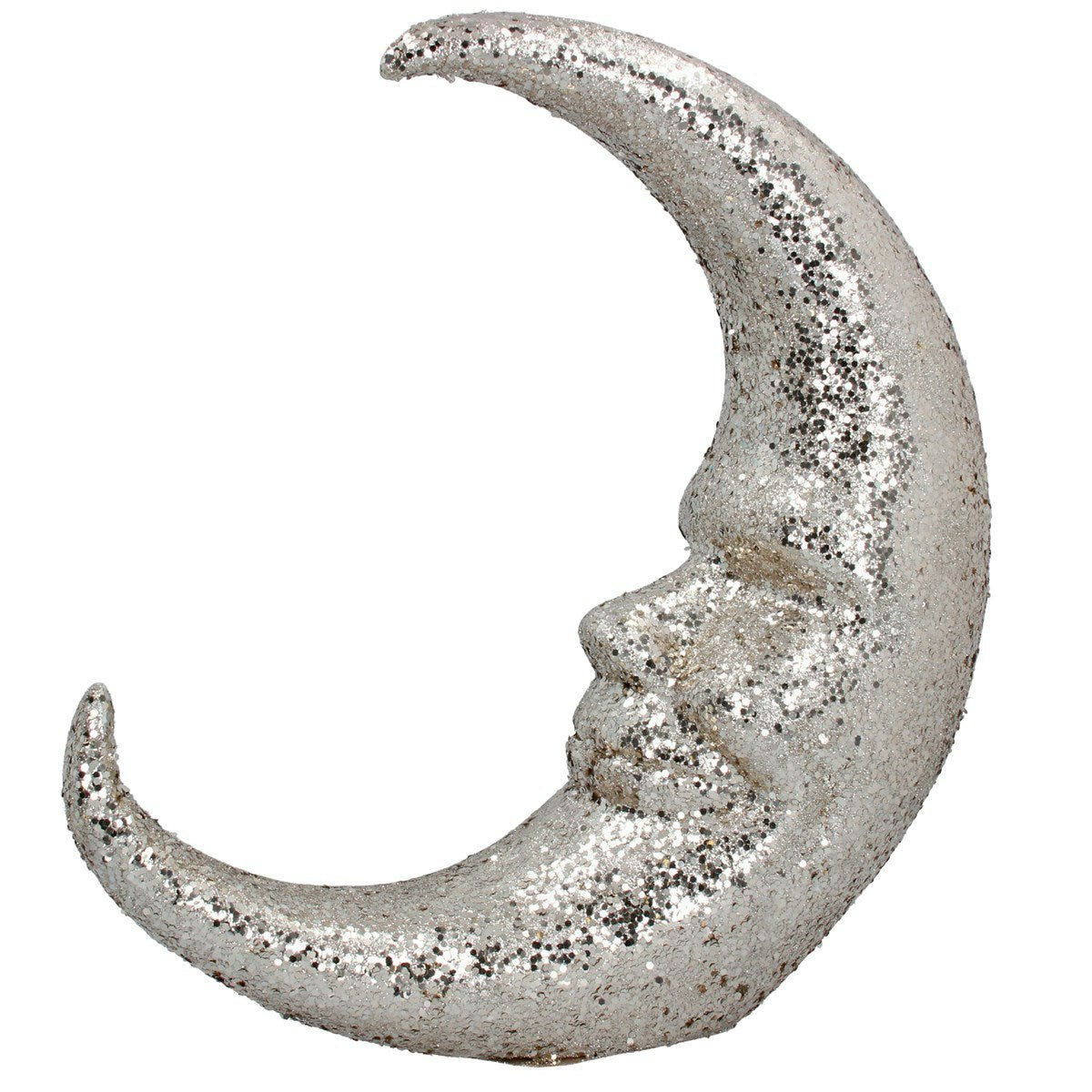 Gold Glitter Poly Decorative Moon Face Ornament by Gisela Graham