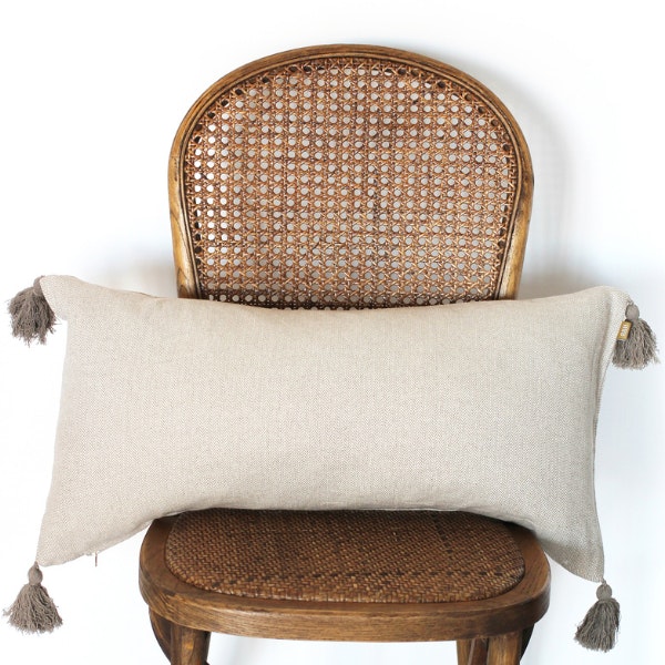 Taupe Cotton Herringbone Breakfast Cushion by Raine And Humble