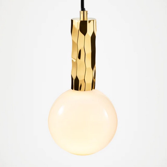 Kyoto Pendant Light Brass With White Glass by Alex Price