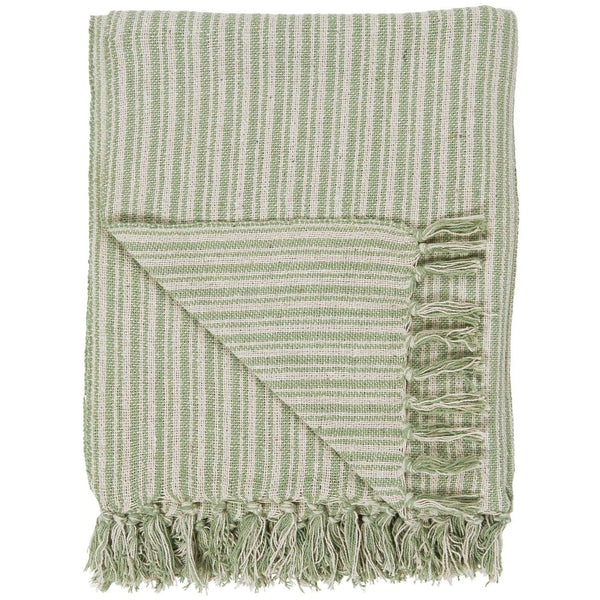 Green and Natural Striped Cotton Throw by Ib Laursen