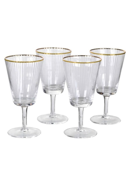 Gold Rim Ribbed Red Wine Glass by Coach House