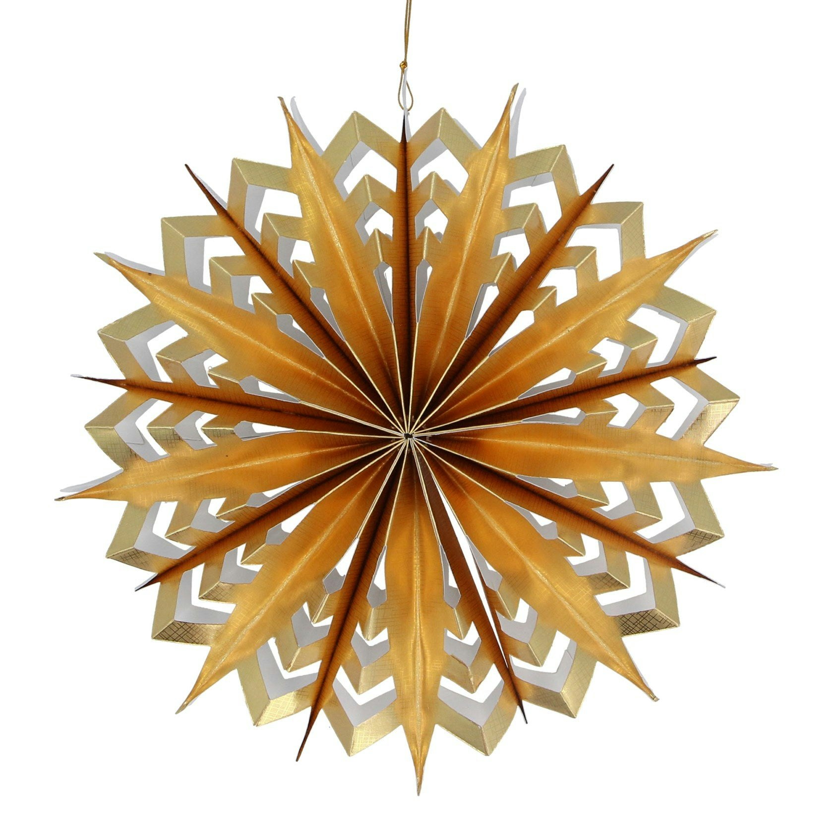 Large Gold and White Layered Starburst Star Paper Hanging Decoration by Gisela Graham