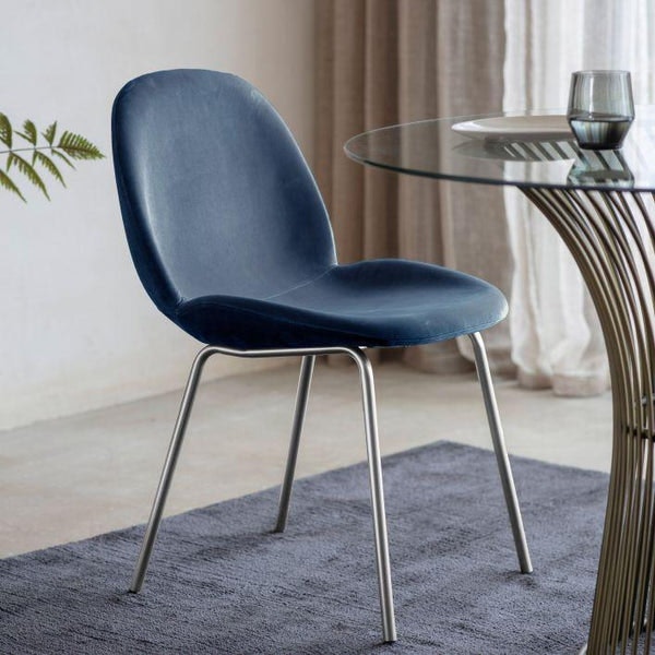 Sale: Ex-display - Pair Of Palermo Dining Chair - Petrol Blue by Distinctly Living