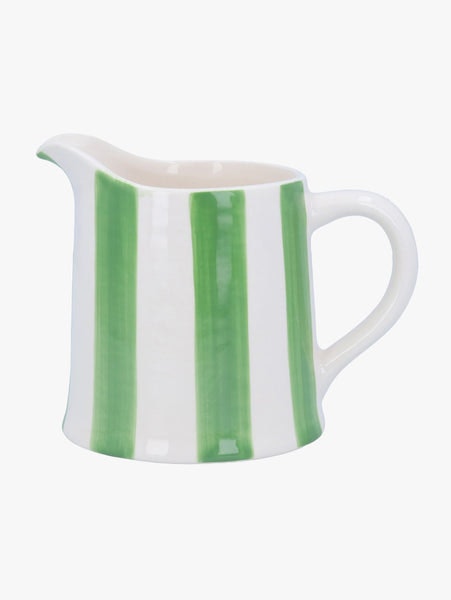 Green Stripe Stoneware Creamer Jug by Gisela Graham