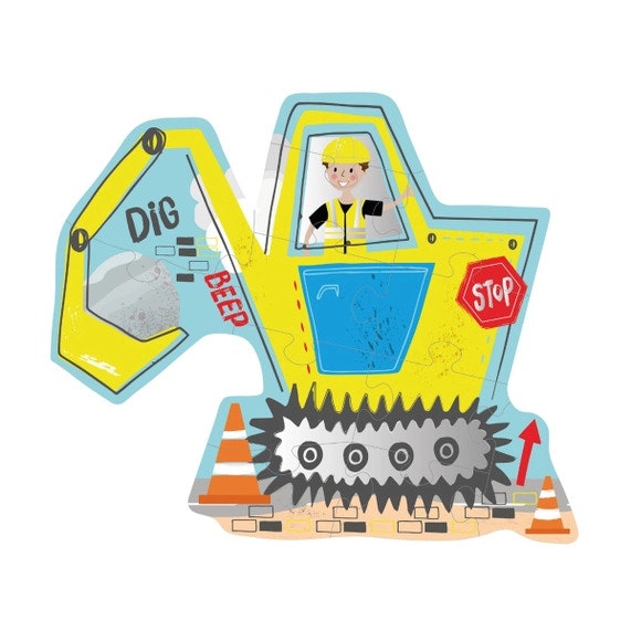 Digger 12 Piece Jigsaw Puzzle by Floss & Rock
