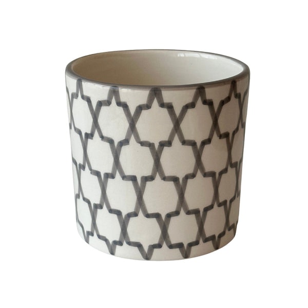 Grey / D13cm xH12cm Ceramic Plant Pot Moroccan Craft by Artisan Stories