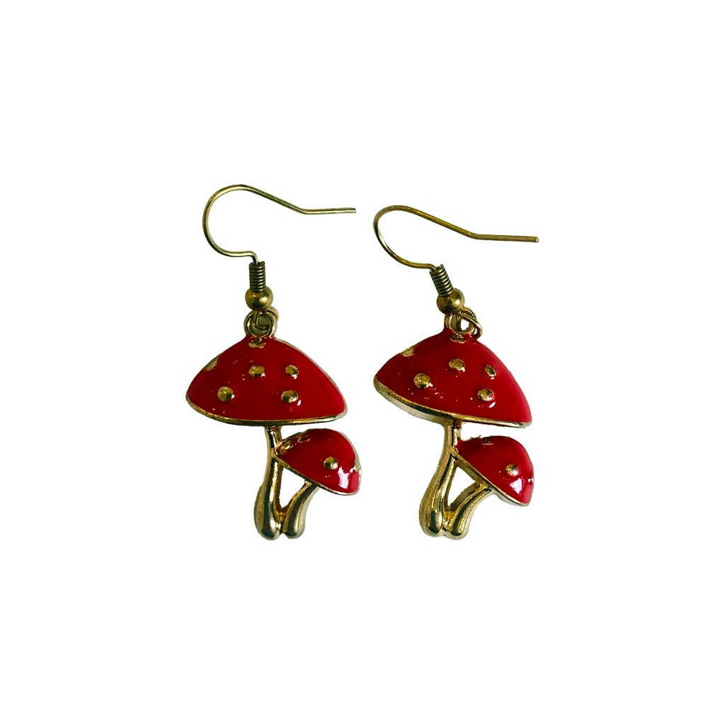 Red Mushroom Earrings by Bassy Loves Betsy