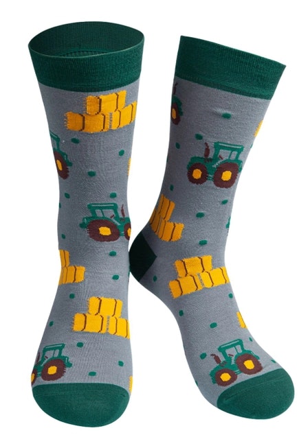 Men's Tractor Print Bamboo Socks by Sock Talk
