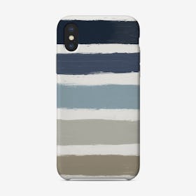 Blue & Taupe Stripes  Phone Case